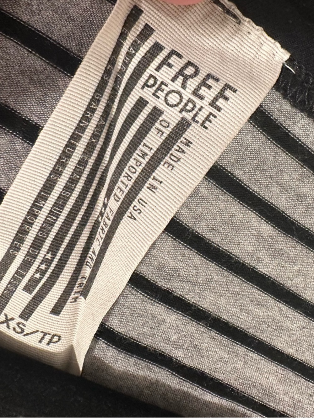 Free People "Me Oh My" V-neck Grey & Black Striped V-Neck Bodysuit XS EUC - Picture 2 of 16